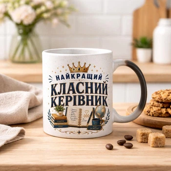 Чашка хамелеон З БЛИСТКАМИ та написом "Найкращий класний керівник"