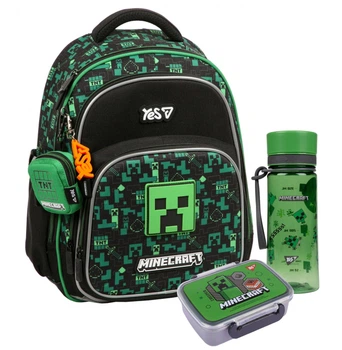 Рюкзак шкільний напівкаркасний + пляшка + ланчбокс Yes Minecraft TNT S-91M