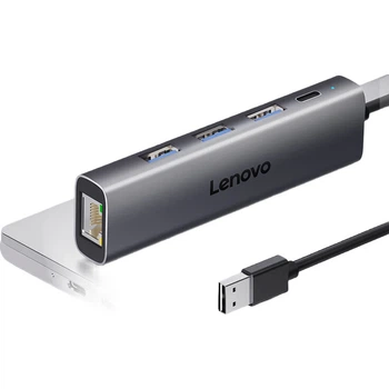 Док-станция Lenovo USB 3.0 с гигабитным Ethernet-адаптером RJ45, проводным сетевым адаптером-конвертером, USB-расширителем для ноутбука, USB-разветвителем Xiaoxin 4-в-1.