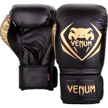 Боксерські рукавички VENUM Venom VENUM Competitor, боксерська груша, муай-тай, боксерські рукавички Sanda, чорно-золоті, 10 унцій