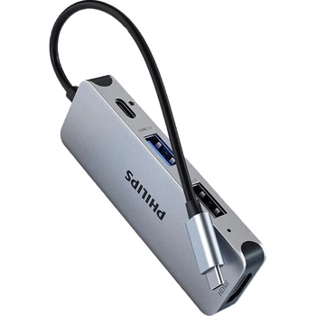 Док-станция расширения PHILIPS Type-C, адаптер для компьютеров Huawei и Apple, док-станция расширения для MacBook и iPad, разветвитель USB-C на HDMI для ноутбука, 4-контактный разъем.