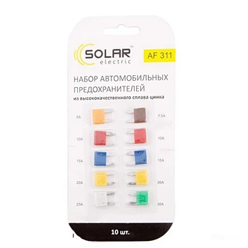 Предохранители Solar Mini AF-311 от 5А до 30А 10 шт (Auto/35718)