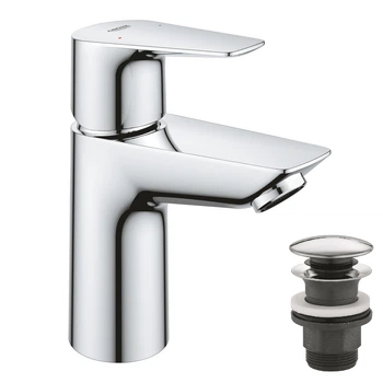 Grohe BauEdge New Однорычажный смеситель для раковины S-Size + нажимной донный клапан (23895001)