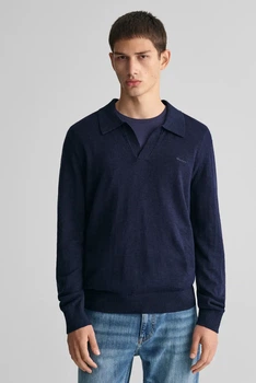 Чоловіче темно-синє лляне поло COTTON LINEN OPEN Gant L 8050193