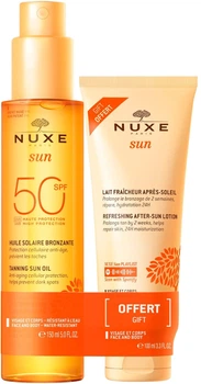 Zestaw kosmetyków pielęgnacyjnych Nuxe Sun Olejek do opalania SPF50 150 ml + Balsam po opalaniu 100 ml (3264680043642)