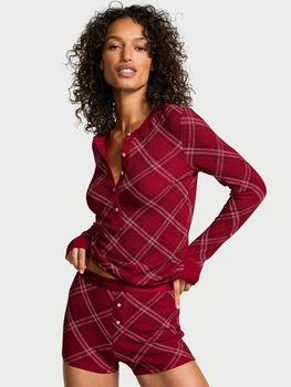Пижама (лонгслив + шорты) женская Victoria's Secret 827840028 L Красная (1159862225)