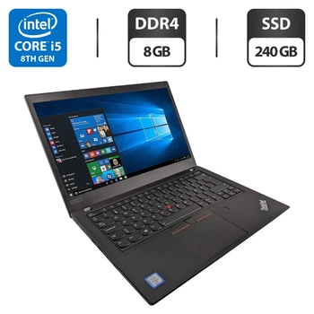 Ультрабук Lenovo ThinkPad T490 / 14" (1920x1080) IPS / Intel Core i5-8265U (4 (8) ядра по 1.6 - 3.9 GHz) / 8 GB DDR4 / 240 GB SSD / Intel UHD Graphics / WebCam б/у