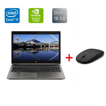 Мобильная рабочая станция Б-класс HP zBook 15 G6 / 15.6" (1920x1080) IPS / Intel Core i7-9850H (6 (12) ядер по 2.6 - 4.6 GHz) / 16 GB DDR4 / 256 GB SSD / nVidia Quadro T1000, 4 GB GDDR5, 128-bit / Fingerprint / WebCam / HDMI б/у + Подарок Мышь / USB