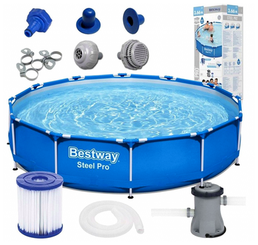 Бассейн каркасный Bestway 366х76 с насосом и фильтром 6473 л для отдыха на даче