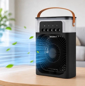 Портативный вентилятор MINI COOLING FAN WK-11 4в1, 24x18 см, USB, LED-підсвітка Black