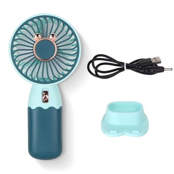 Вентилятор ручной аккумуляторный ZB 088 A Mini Fan с подставкой для телефона 7.5×6×15 см Green