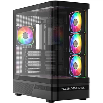 Корпус Modecom VOLCANO AQ200 ARGB MIDI Tower з дисплеєм LCD 4x120mm без БЖ ATX Black (MC-A-AQ200-4FA-B)