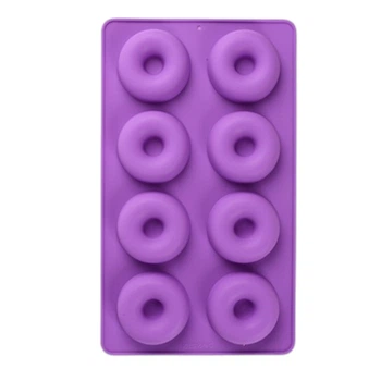 Силіконова форма для пончиків Donuts R34950 на 8 комірок, 28.5 × 16.5 см, фіолетова