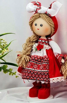 Українська лялька подарункова Prezent Дівчинка Українка у вишиванці червоному платті 27 см