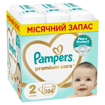 Подгузники Pampers Premium Care Розмір 2 (4-8 кг) 204 шт (8006530223669) (22512)