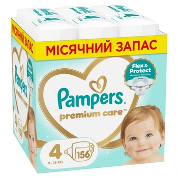 Подгузники Pampers Premium Care Розмір 4 (9-14 кг) 156 шт (8006530223591) (22509)