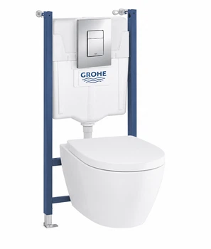 Інсталяція Grohe Rapid SL Solido 38971000 + панель змиву Skate Cosmopolitan 38732000 хром + унітаз підвісний Euro Ceramic 102509SH00 Rimless Tornado із сидінням Soft Close дюропласт (SET509SH971)
