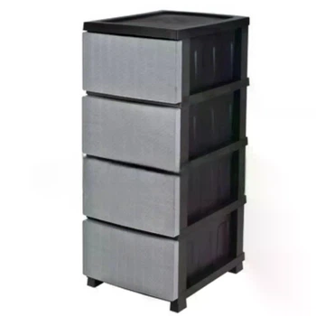 Комод пластиковый R-Plastic на 4 яруса серо-черный