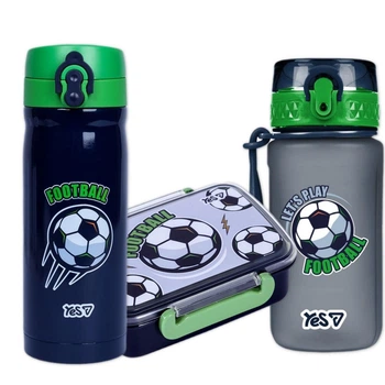 Ланч бокс з розділювачем YES Football 708794Н пляшка з поїлкою термос в школу садочок для хлопчиків.