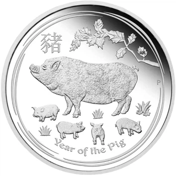 Колекційна срібна монета "Lunar II - Рік Свині" PROOF 15,55 г 2019 рік