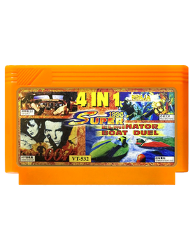 Сборник Игр RMC Famicom Dendy 4 in 1 James Bond Jr, Little Ninja Brothers, Eliminator Boat Duel, Top Gun 2 VT-532 90х Английская Версия Только Картридж Б/У
