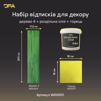 Набір матриць для декору Дерево 4 + торець + роздільна олія W00031