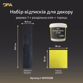 Набір матриць для декору Дерево 1 + торець + роздільна олія W00028