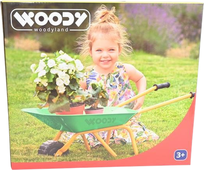 Metalowa taczka WoodyLand dla dzieci Zielona 91455 (8591864914555)