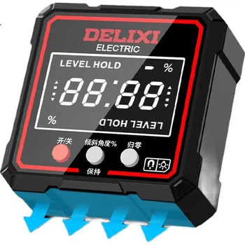 Цифровой лазерный инклинометр DELIXI ELECTRIC, высокоточный уровень, угломер, многофункциональная угловая линейка, бытовой угломер.