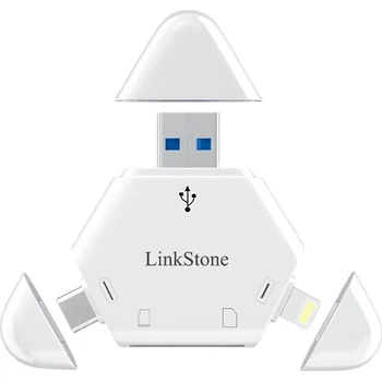 Картридер LinkStone USB 3.0 OTG SD/TF з Lightning та Type-C для смартфонів та камер