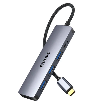 Док-станция расширения PHILIPS Type-C, Thunderbolt-HDMI 4K 60 Гц, адаптер-конвертер Apple, совместима с MacBook Mini, ноутбуками Huawei, планшетами iPad и смартфонами.