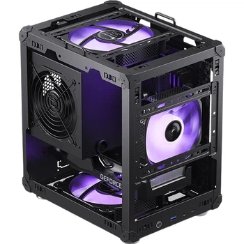 Корпус JONSBO C6 Handle Version Black MATX (регулируемая портативная ручка/Type-C/блок питания ATX/радиатор ≤75 мм/видеокарта 200-255 мм)
