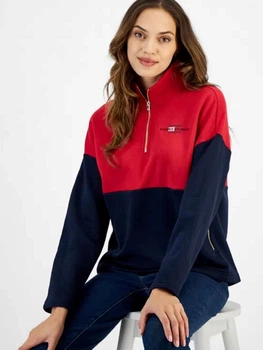 Толстовка на молнии без капюшона на флисе женская Tommy Hilfiger 115331300 XL Синяя/Красная (1159862518)