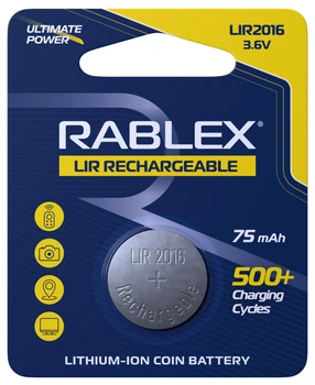 Аккумуляторная батарейка Rablex LIR2016 3.6V 75mAh