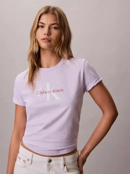 Футболка бавовняна жіноча Calvin Klein 47B864G(Island Lilac) M Лілова (199155929509)