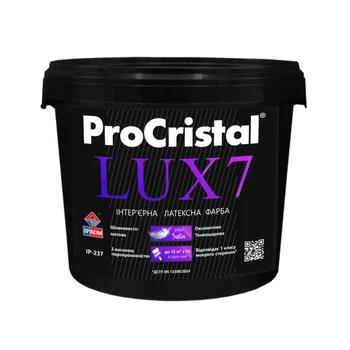 Краска акриловая интерьерная ProCristal Lux 7 IR-237 Шелковисто-матовая Белая база «А» 3 л