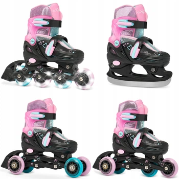 Роликові ковзани Хокейні 4в1 RAVEN Loret Glitter Black/Mint/Pink