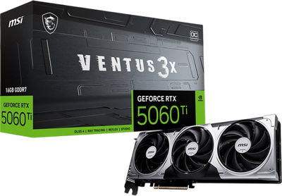Видеокарта GeForce RTX 5060 Ti 16GB MSI Ventus 3X OC (RTX 5060 Ti 16G VENTUS 3X OC)