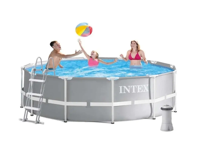 Каркасний басейн Intex 366 × 99 см з фільтр-насосом, драбиною, тентом і підстилкою