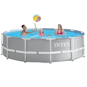 Каркасний басейн Intex круглий 366×122 см сірий