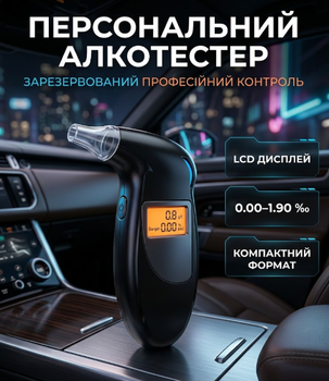 Персональний алкотестер Digital Breath Alcohol Tester з LCD-дисплеєм та змінними мундштуками
