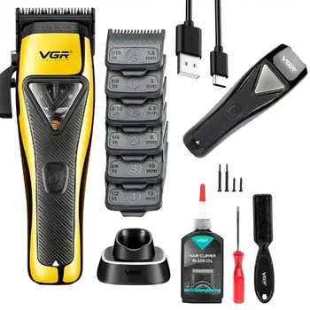 Машинка для стрижки VGR V-015 с 6 магнитными насадками аккумулятор 2500 мАч USB Type-C черный керамические лезвия