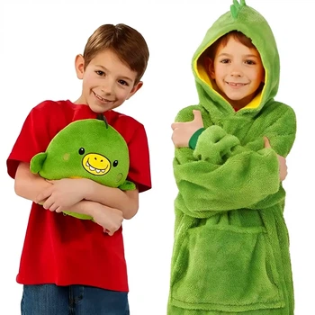 Детская толстовка плед с капюшоном и рукавами Huggle Hoodie рост до 110 см теплый плюшевый аксессуар