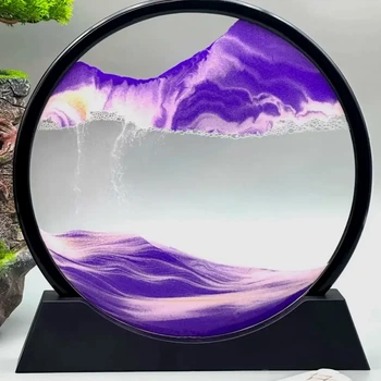Настольная 3D картина антистресс Фиолетовый акрил стекло песчаный пейзаж размер 19х18х3.8 см