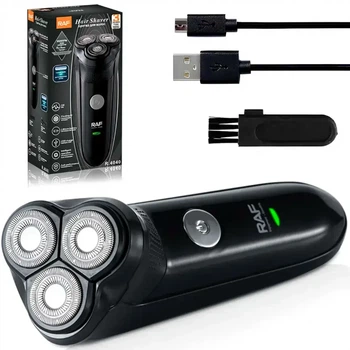 Электробритва мужская аккумуляторная 3 Вт USB высокопрочные стальные ножи R.4040 черный