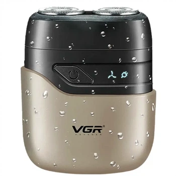 Аккумуляторная электробритва VGR V-345 роторная с USB-зарядкой водонепроницаемая для сухого и влажного бритья с двумя головками серый