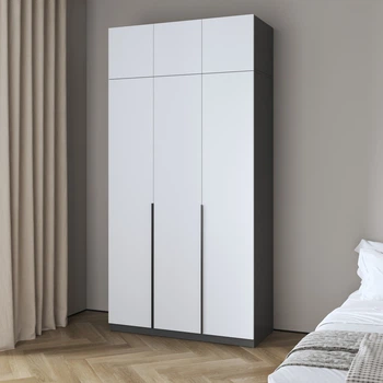 Шкаф трехдверный с антресолью, штангой и полками 1200x2400x500 мм антрацит/белый (hm-63-64-an-wh)
