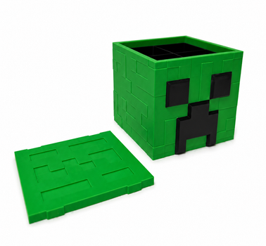 Органайзер детский настольный в стиле Minecraft Крипер зеленый 8×8 см для ручек и карандашей