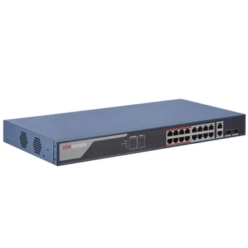 16 портів керований POE комутатор Hikvision DS-3E1318P-EI(B) , 16x (100Мбіт/с)PoE + 2xBase-T(1000Мбіт/с) +2xSFP(1000Мбіт/с) (UG-39998)