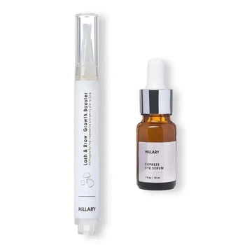 Пептидная бустер-сыворотка для роста ресниц и бровей Hillary Lash & Brow Growth Booster + экспресс сыворотка вокруг глаз Hillary Express Eye Serum